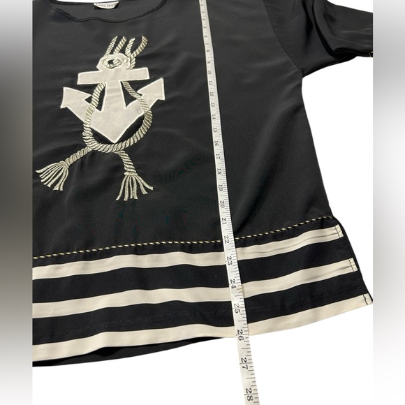 Amy Jess Black Nautical Anchor Top with some gold trim - Picture 7 of 11